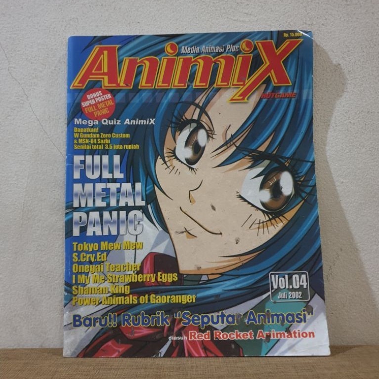 Majalah Anime Lokal Animix vol.4 Juli 2002 cover Full Metal Panic + BONUS BIG POSTER