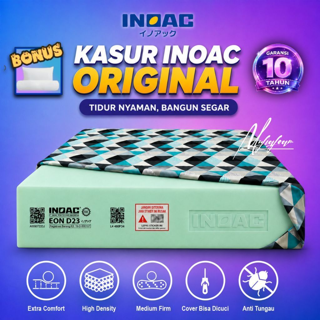 Kasur INOAC 15CM ASLI EON D23 - Anti Kempes Bonus Bantal & Guling