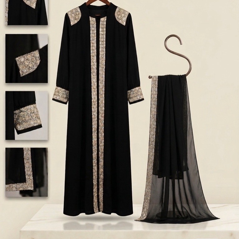 preloved luxurious black abaya set