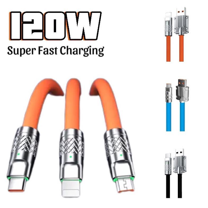 Favorit [2M] Kabel Fast Charging Lightning Micro Usb Type C 6A 120W / Kabel Data Usb 120W Super Fast