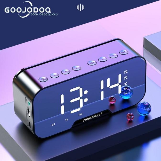 GOOJODOQ Speaker Jam Bluetooth Portable Dan FM Radio Wireless Bass Mini Stereo Original - LED Displa