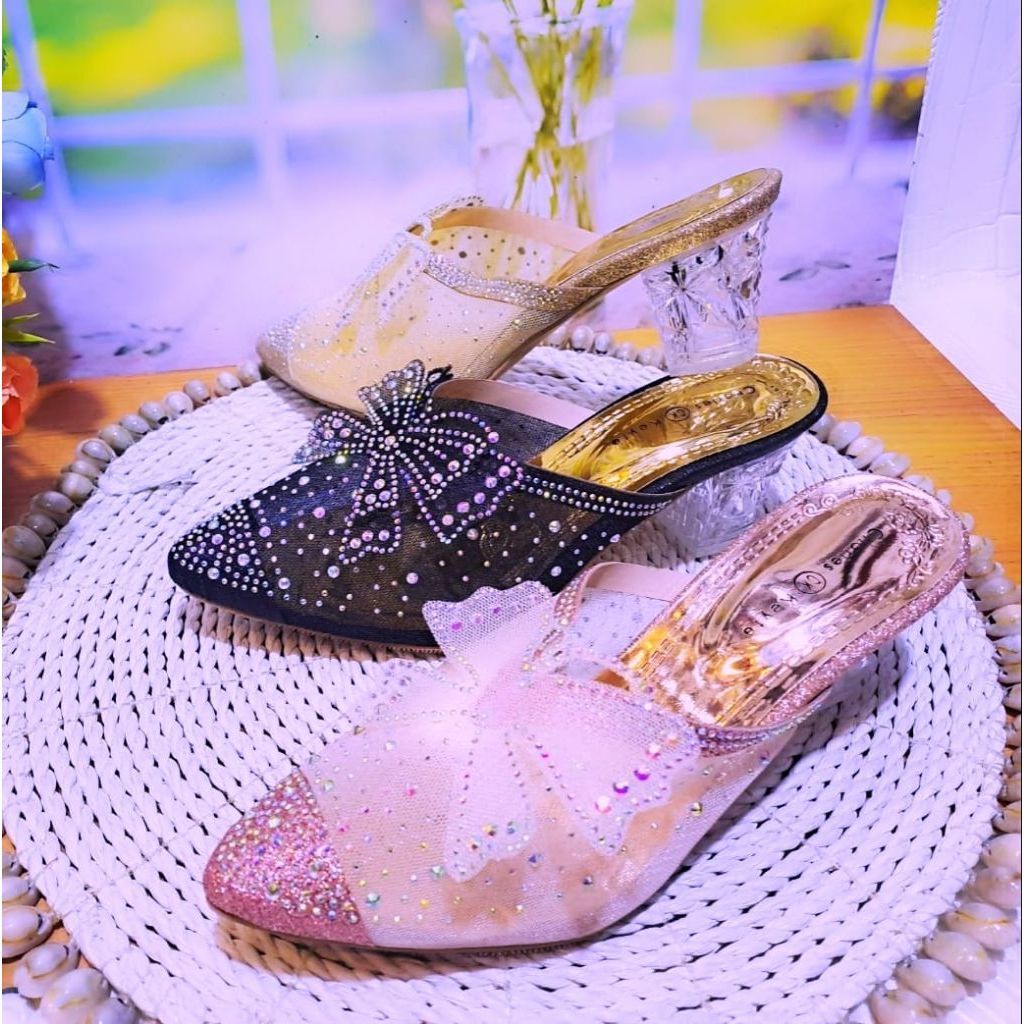sandal heels wanita slop premium 5cm