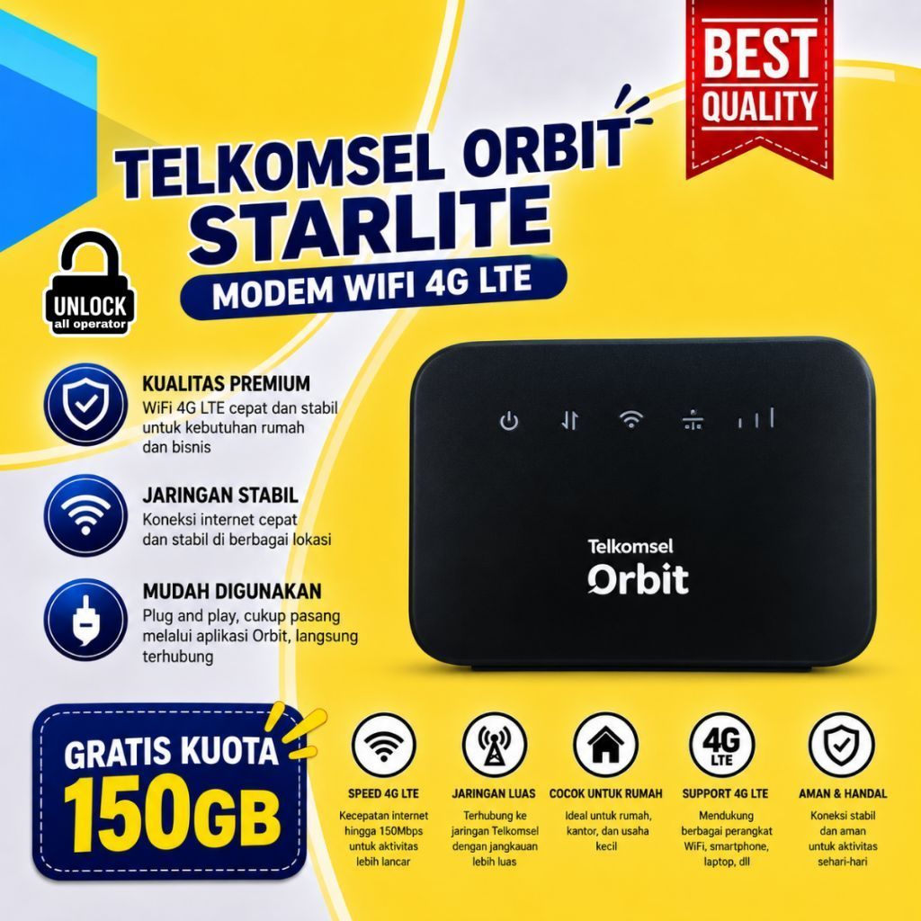 Telkomsel Orbit Star Lite unlock all operator Modem WiFi 4G LTE Praktis Tanpa Kabel