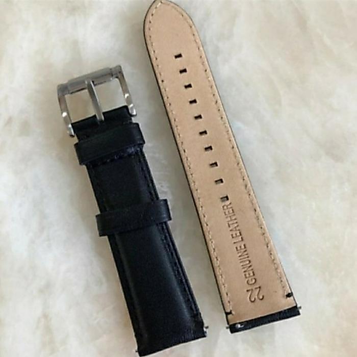 NEW Tali Kulit Jam Fossil Leather Strap Fossil Original+pen 22mm hitam - hitam Rosegold
