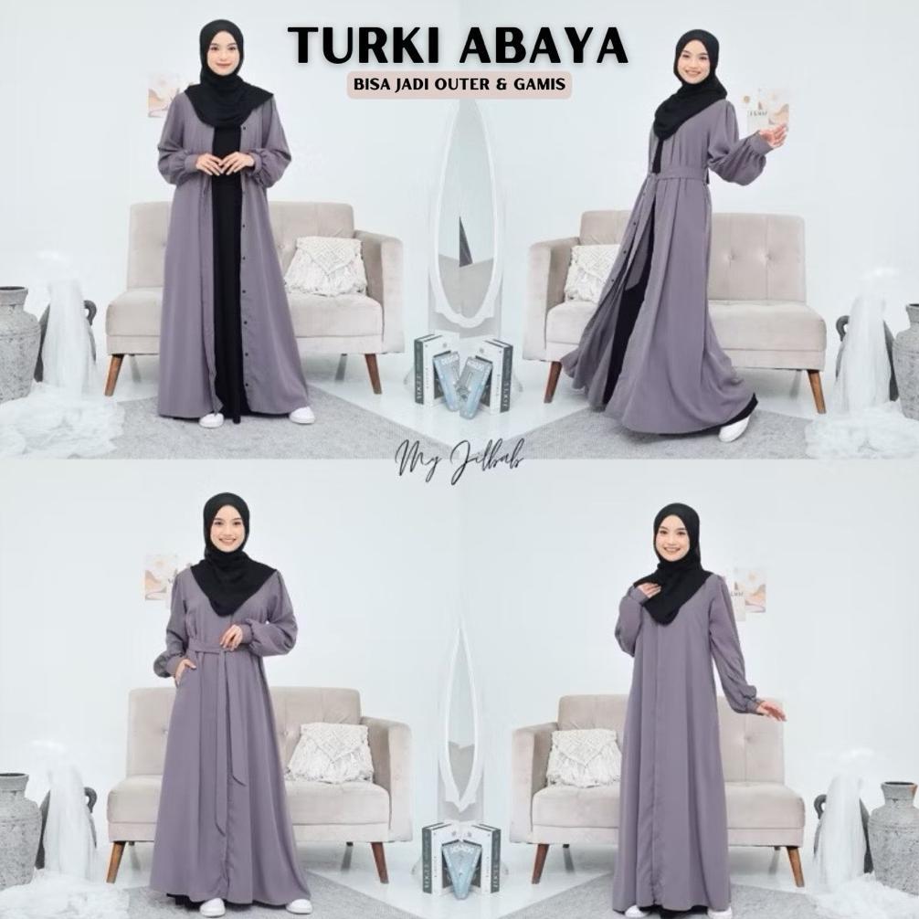 original turki abaya outer full kancing abaya lebaran bahan mirabella (gamis outer) by myjilbab