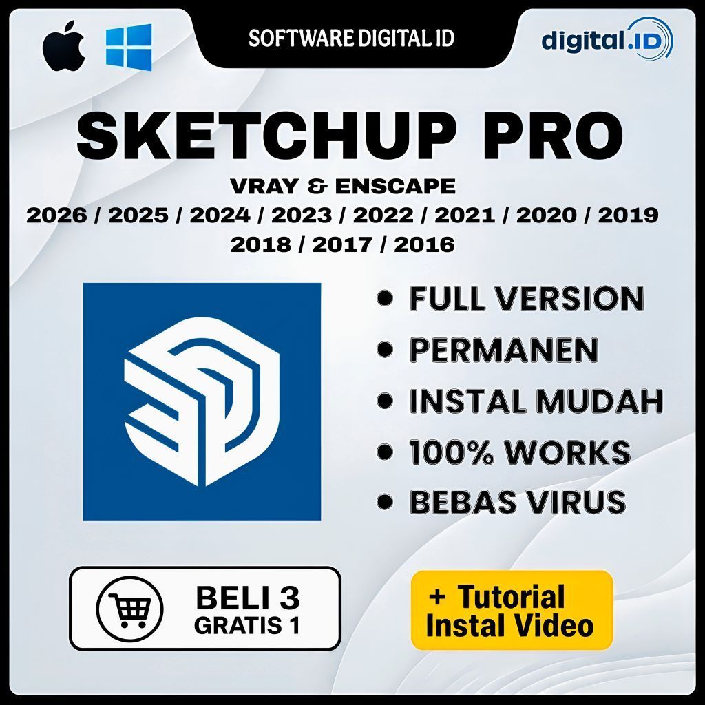 Sketchup Pro 2026 - 2015 Full Version Lifetime Permanen Windows & Mac Os | Tersedia Versi 2026 / 202