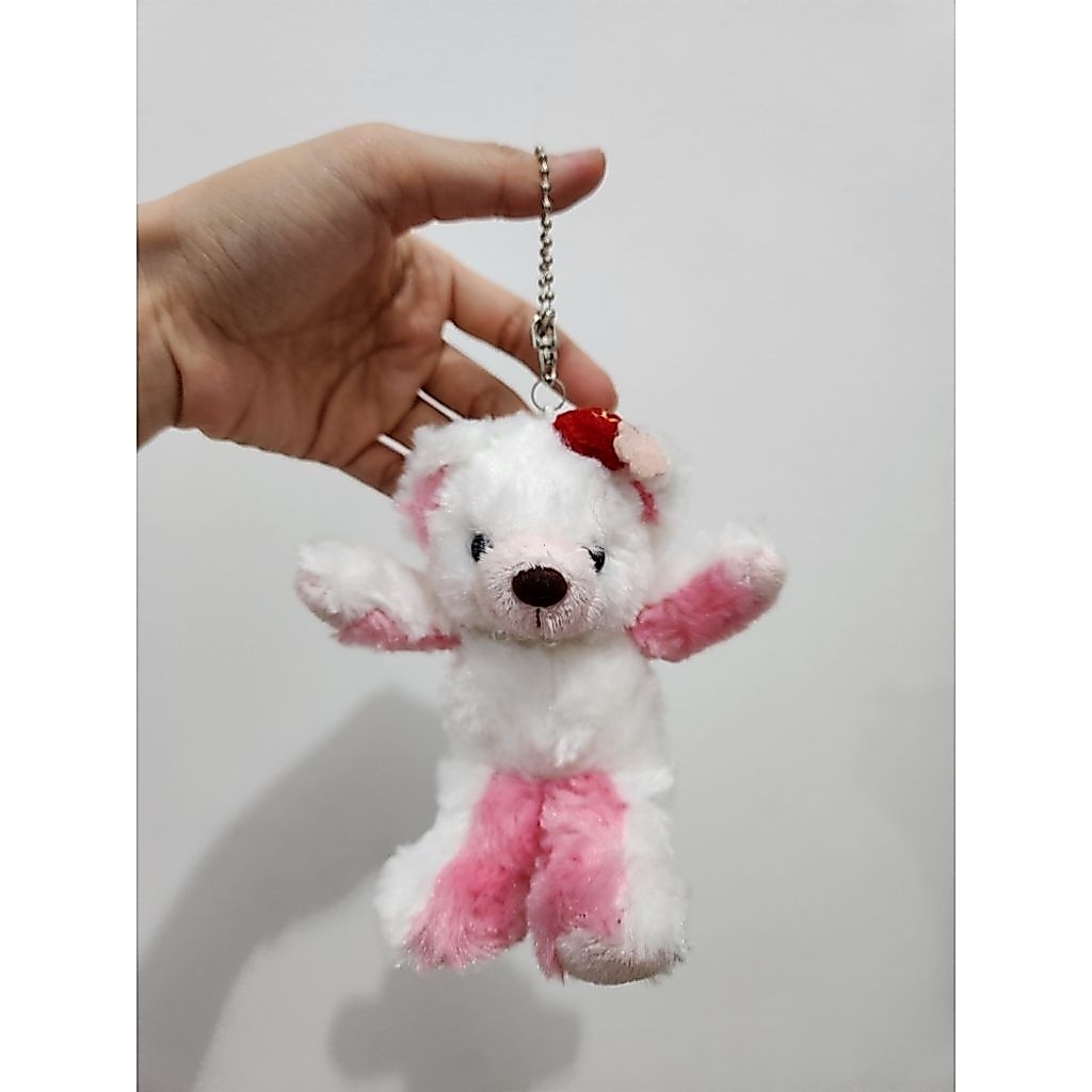 Fujisey Keychain Boneka Teddy Bear Putih Pink Sakura