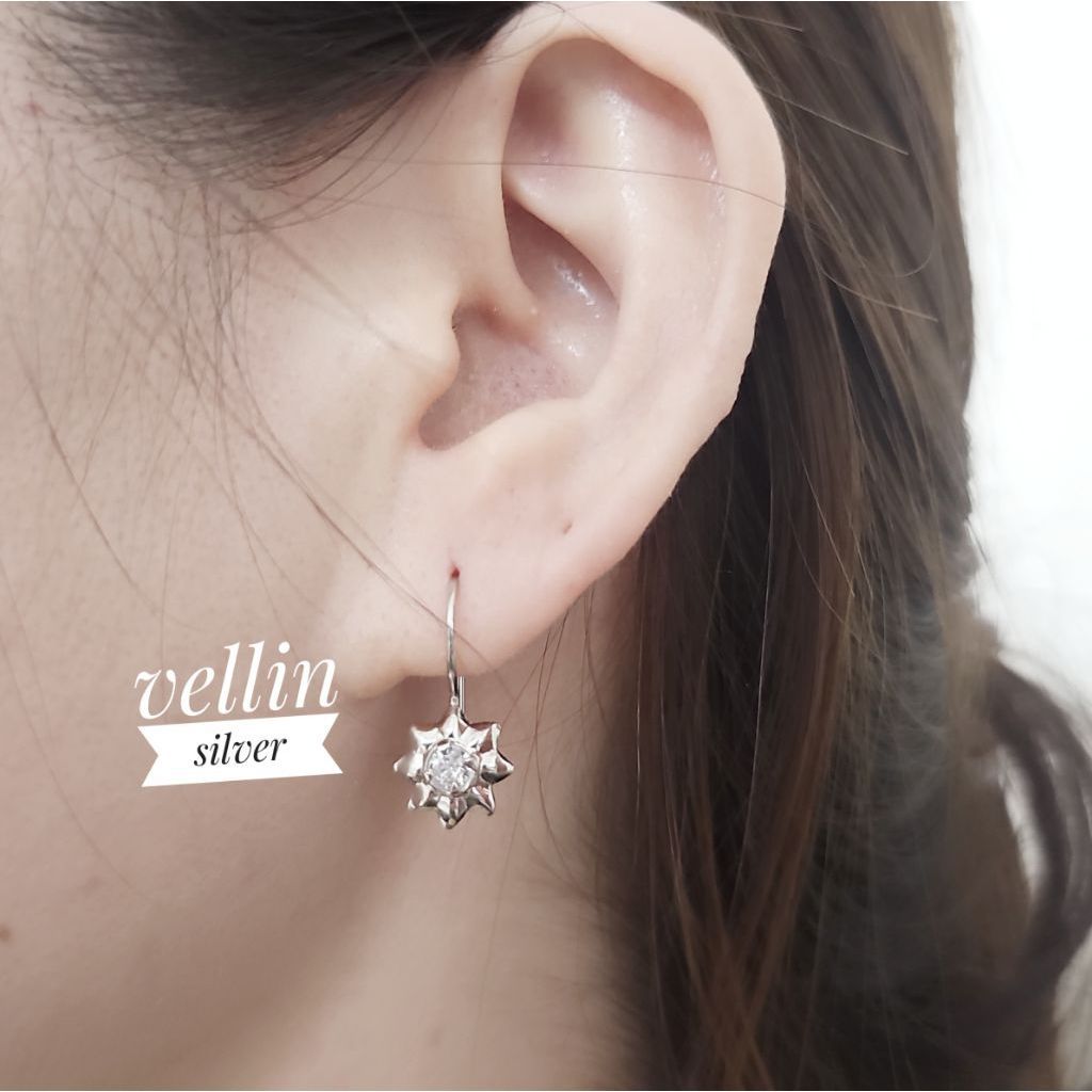 Anting Kait Kait Bintang Silver 925 Lapis Emas Putih - Anting Anting Wanita Perak Asli 925