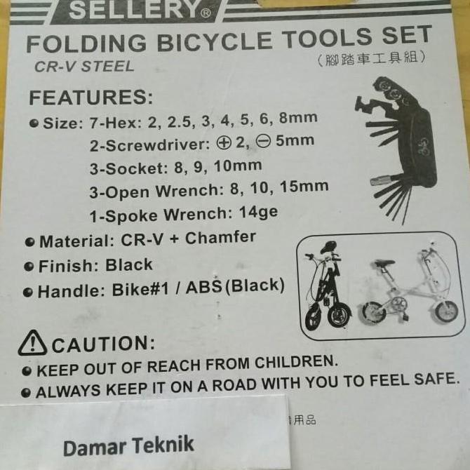 Promo Kunci Sepeda Tools Set Sepeda Sellery USA Folding Bicycle Tools Set Diskon