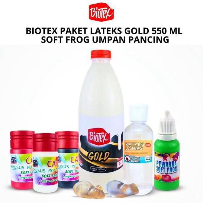 Biotex PAKET 2 MEDIUM BIOTEX GOLD 550 ML - Lateks Latex Latek Bahan Bikin Soft Frog Kerajinan Umpan 