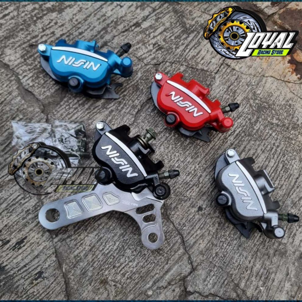 Kaliper 2piston Nissin plus Breket/Braket (BELAKANG) CNC Untuk Ukuran Disc 220mm Ninja R/SS