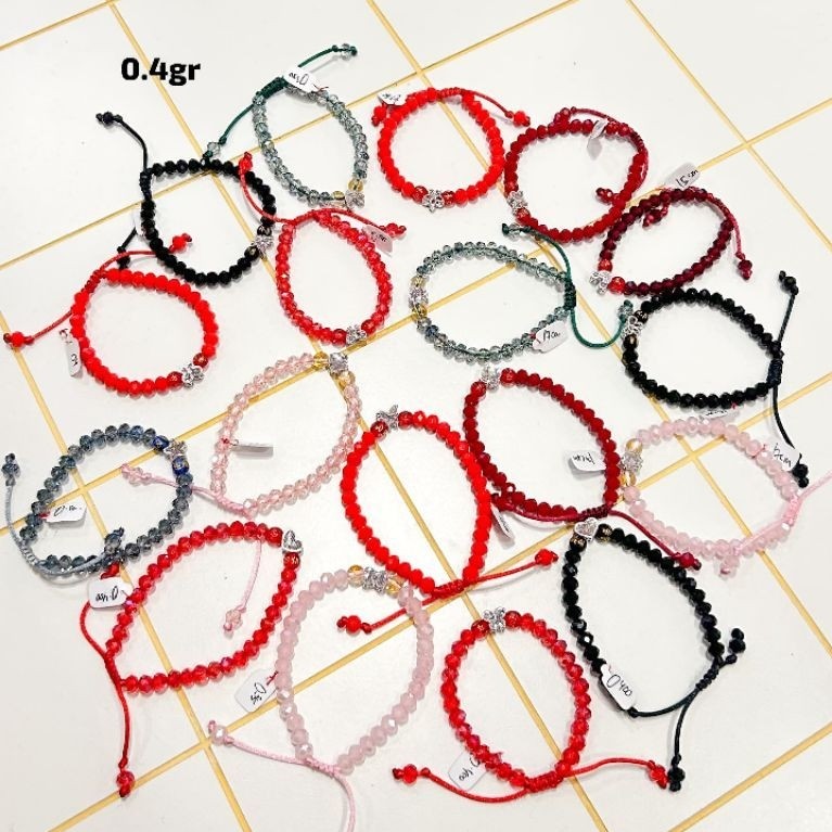 Gelang tali emas liontin charm ukir kupu bunga mas putih 8k