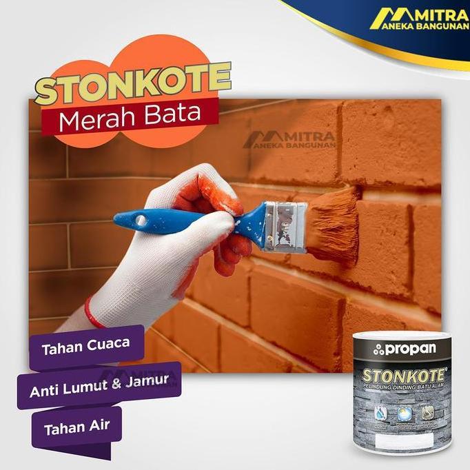 Handal- New- Propan Stonkote Cat Bata Merah / Coating Bata Merah Pelapis Batu Alam