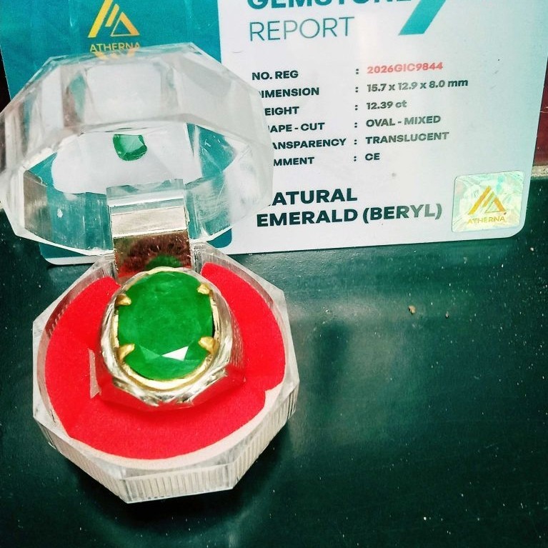 BIG SIZE EMERALD ZAMRUD + MEMO LAB ring monel 8