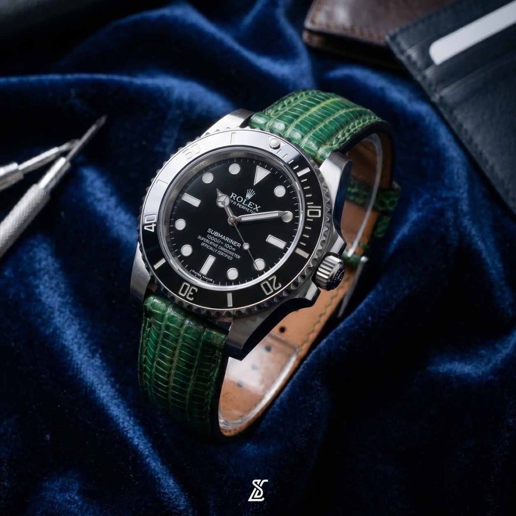 Lucky Strap Lizard Emerald Green Handmade Leather Watch Strap