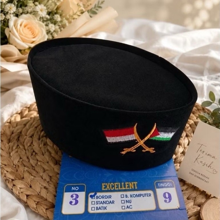 PECI ANAK DAN DEWASA LOGO PALESTINA SONGKOK PALESTINA