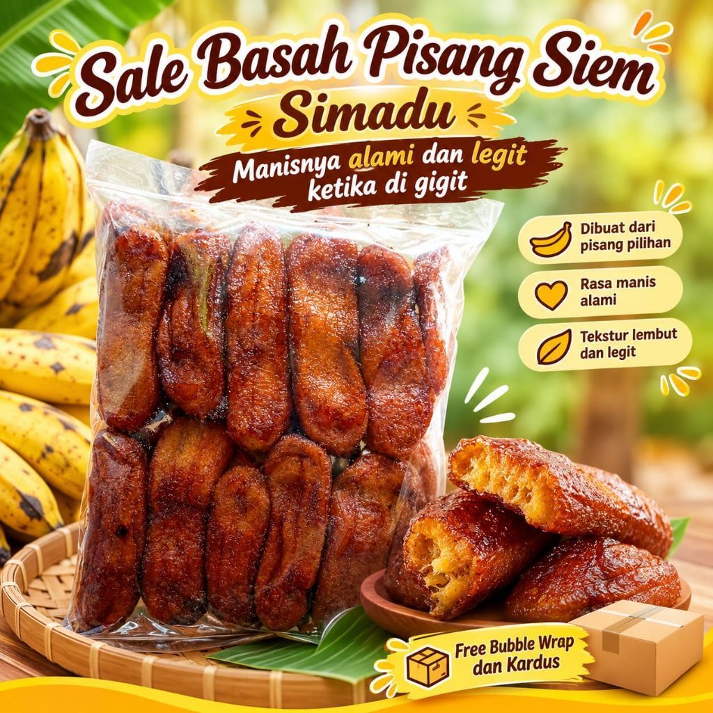 Sale Basah Pisang Siem Simadu Asli Manis Alami Legit Oleh Oleh Khas Bandung Camilan Tradisional 500g