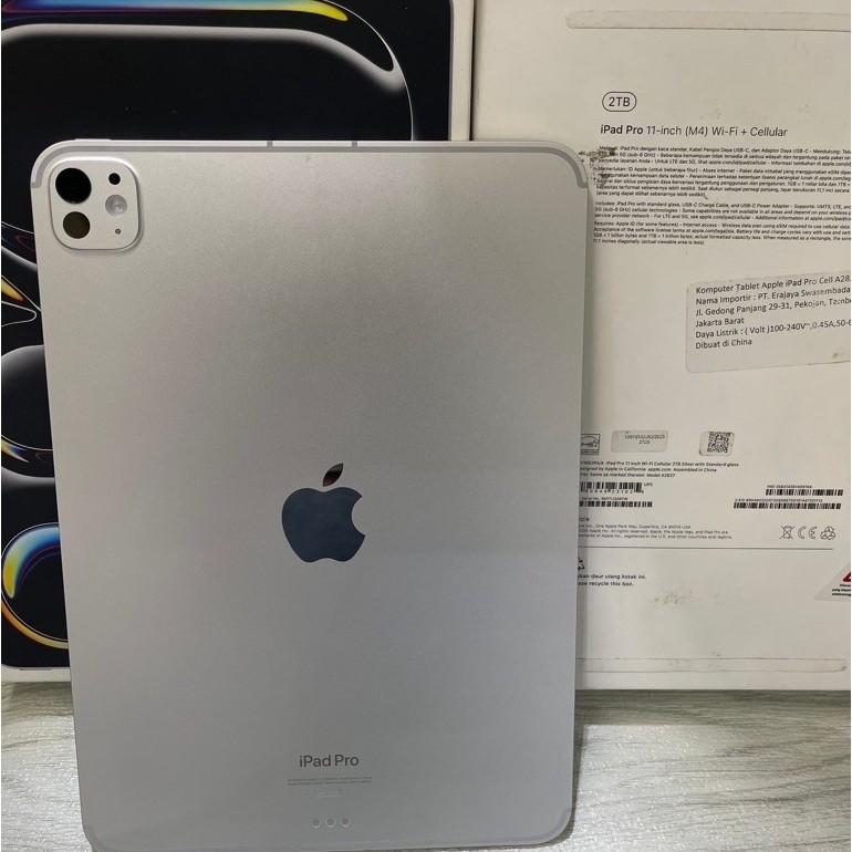 APPLE IPAD PRO M4 11" 2TB Celuler+wifi resmi ibox (bekas)