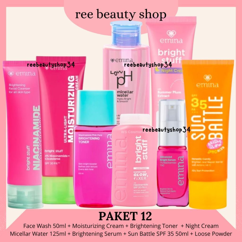 Emina Bright Stuff Paket Lengkap Skincare 1 Set | Emina Paket Skincare Remaja