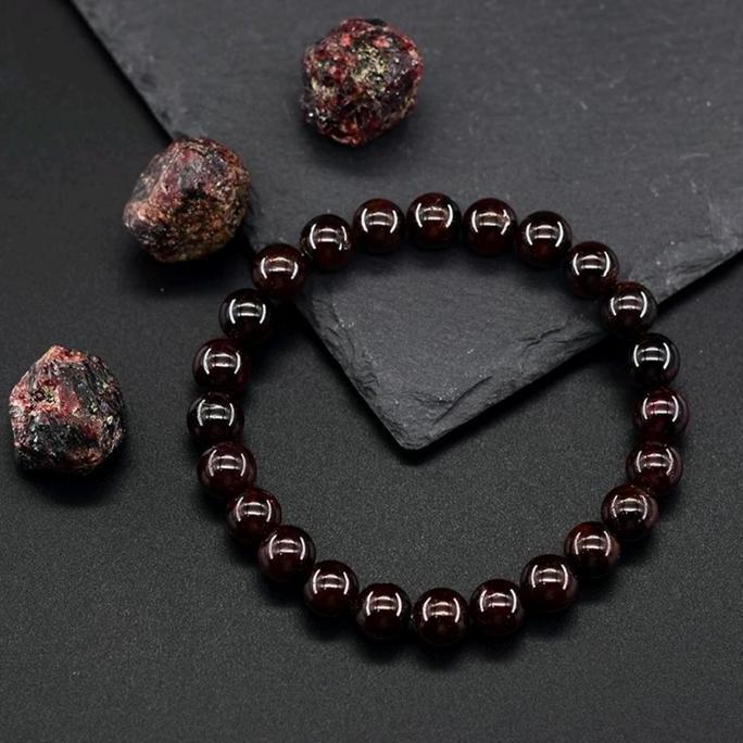 Gelang Bio Magnet Kesehatan Batu Merah Red Garnet Pria / Wanita Agate Asli Fwngshui Import Quality B