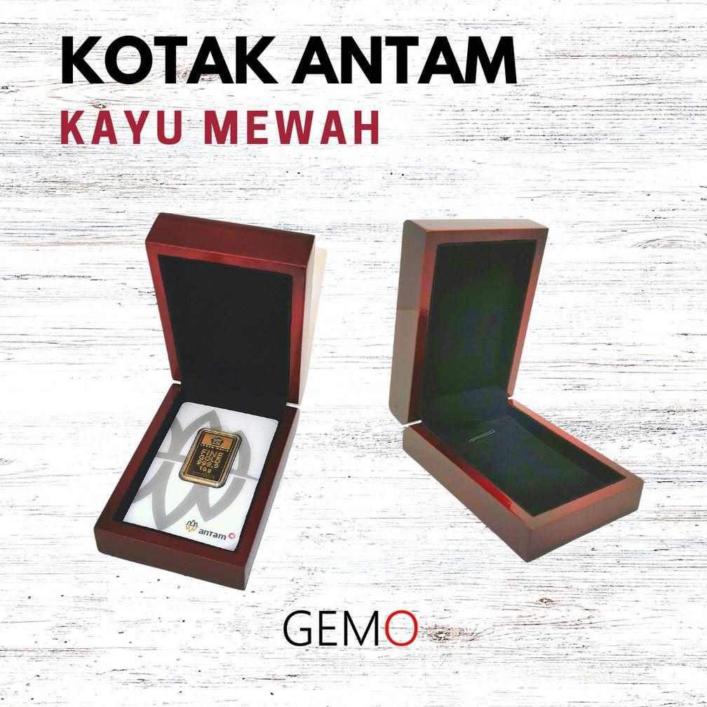 Kotak Kartu Emas Antam Berbahan Kayu Mewah  Box Tempat Penyimpanan Logam Mulia Mas Batangan Gift  Ha