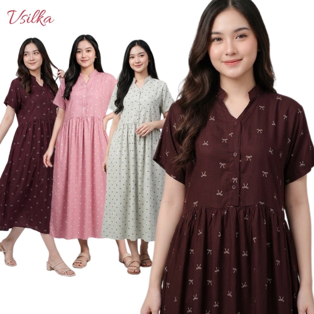 Vsilka Daster Busui Rayon Premium Adem Motif Kekinian