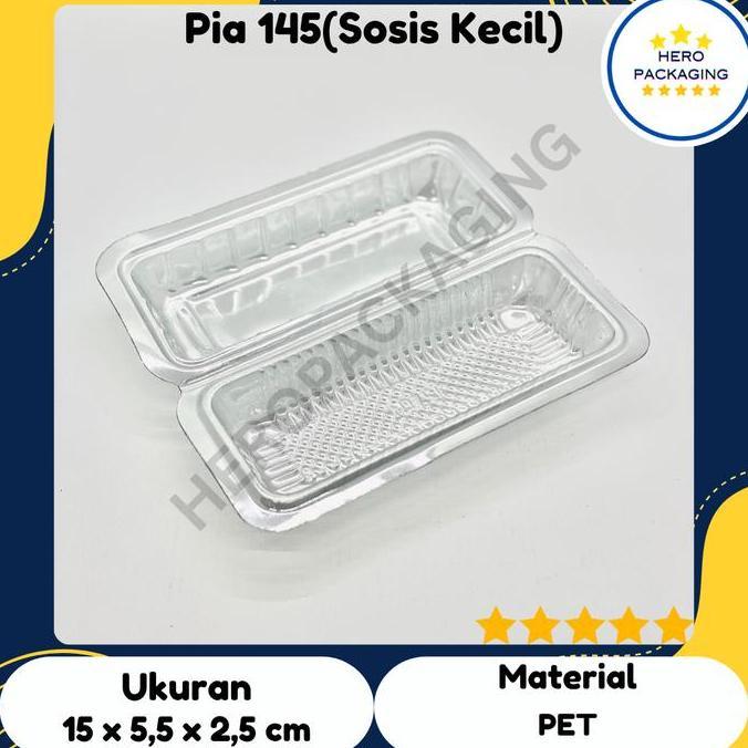 Plastik- Mika Sosis Kecil Pia 145 (Isi 100 Pcs) Mika Pet Tray Kue Packaging / Sushi / Donat / Hotdog