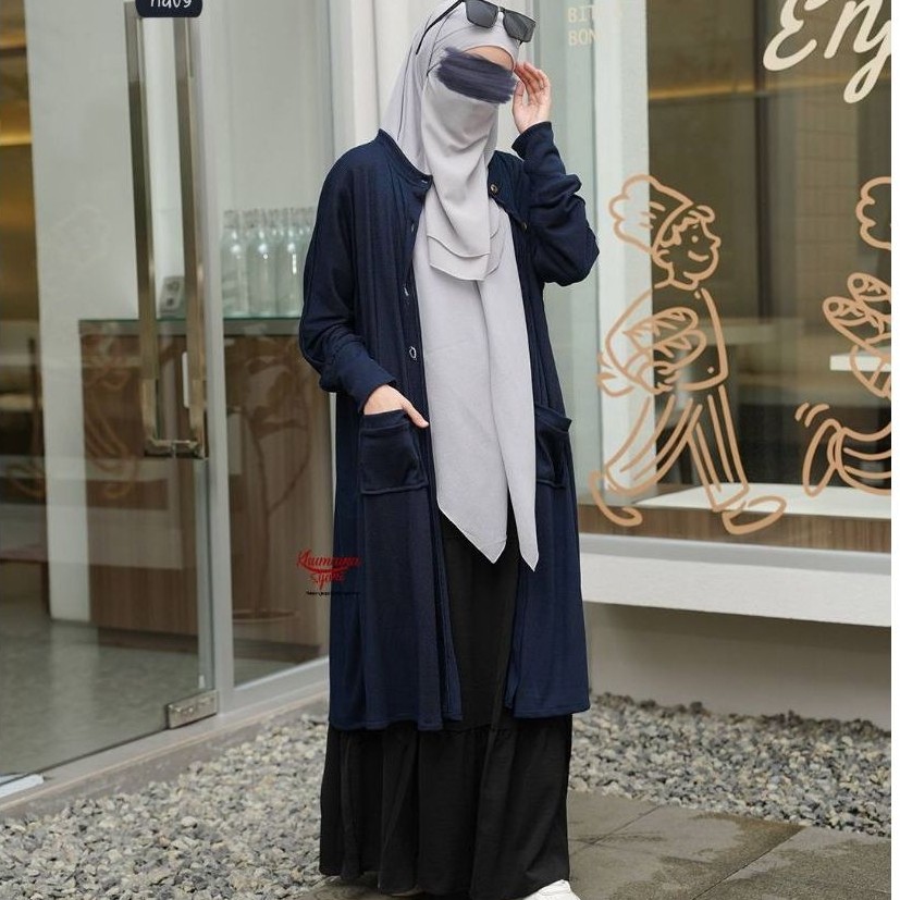 ZAYA OUTER MUSLIMAH CARDIGAN BLAZER KOREAN STYLE BY KHUMAIRA SYARI | OUTER MUSLIMAH BAHAN KNIT TERBA