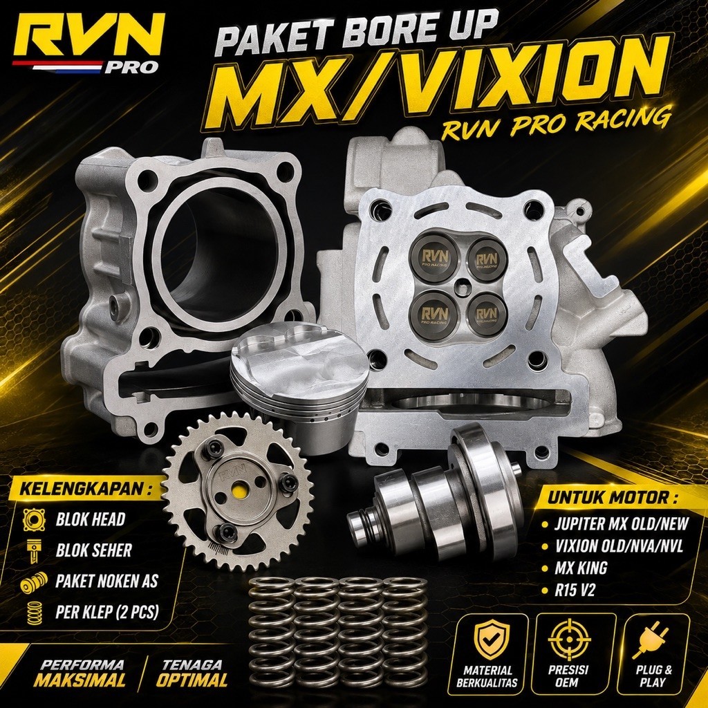 PAKETAN BORE UP PAKET BOREUP PAKET BLOK SEHER BORING BOREUP HEAD NOKEN AS CHAMSHAFT SENTRIK GESER TI