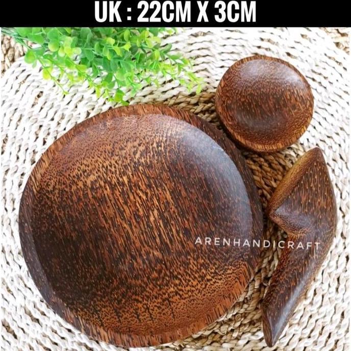 Cobek Set Kayu Aren Bulat 22Cm Kitchenware