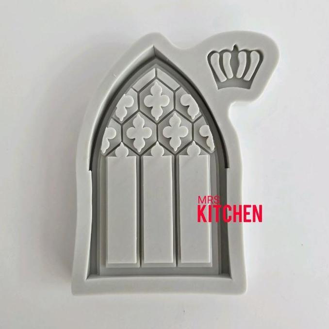 CETAKAN SILILON JENDELA MAHKOTA GOTHIC ARCH WINDOWS CATHEDRAL CHURCHES WINDOW CROWN FONDANT CLAY SIL