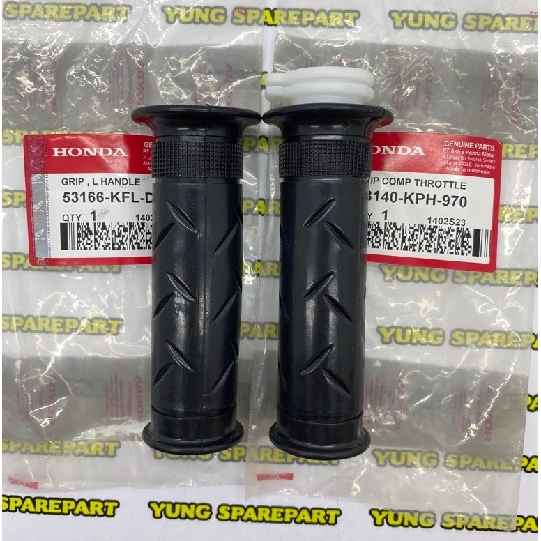 KARET STANG HAND GRIP KANAN KIRI 53166-KFL-D20 DAN 53140-KPH-970 - SUPRA X 125, REVO, KARISMA, CBR 1