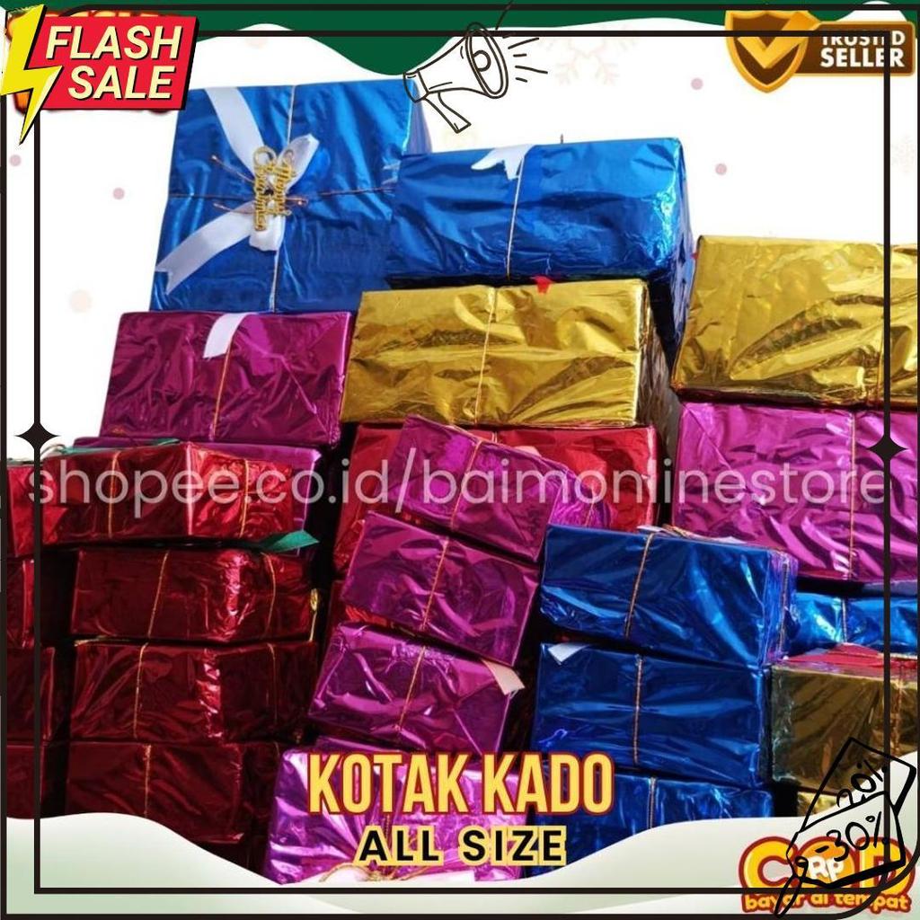 Miniatur Kotak Kado Natal | Dekorasi Pohon Natal Ukuran Kecil, Sedang & Besar | Warna Meriah Termura
