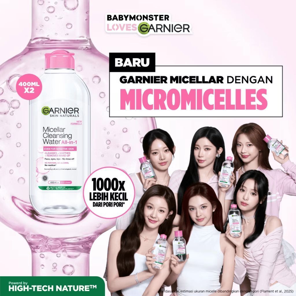 [PAKET HEMAT 2PCS] GARNIER Micellar Water 400ml Skincare Cleansing Pembersih Wajah Makeup untuk Kuli
