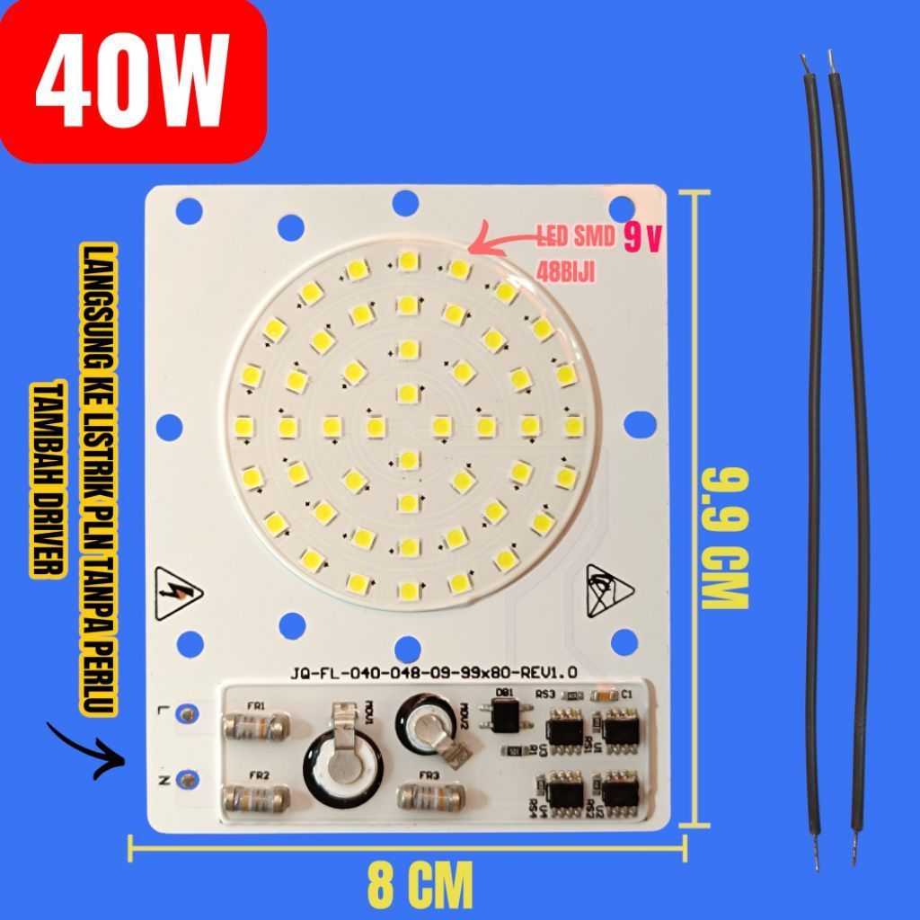 40w DOB DEIVERLES LAMPU SOROT LED SMD 9V 48LED