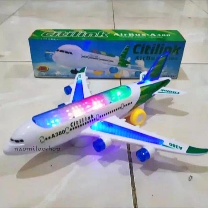 Mainan Pesawat CITILINK Mainan Anak  Jumbo Baterai pesawat terbang lampu