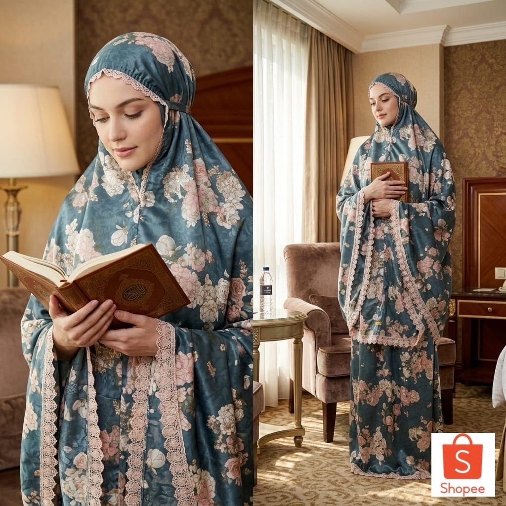 mukena dewasa mewah gliter GOLD -mukena hampers -mukena hantaran -mukena elegan putih  Haji Printing