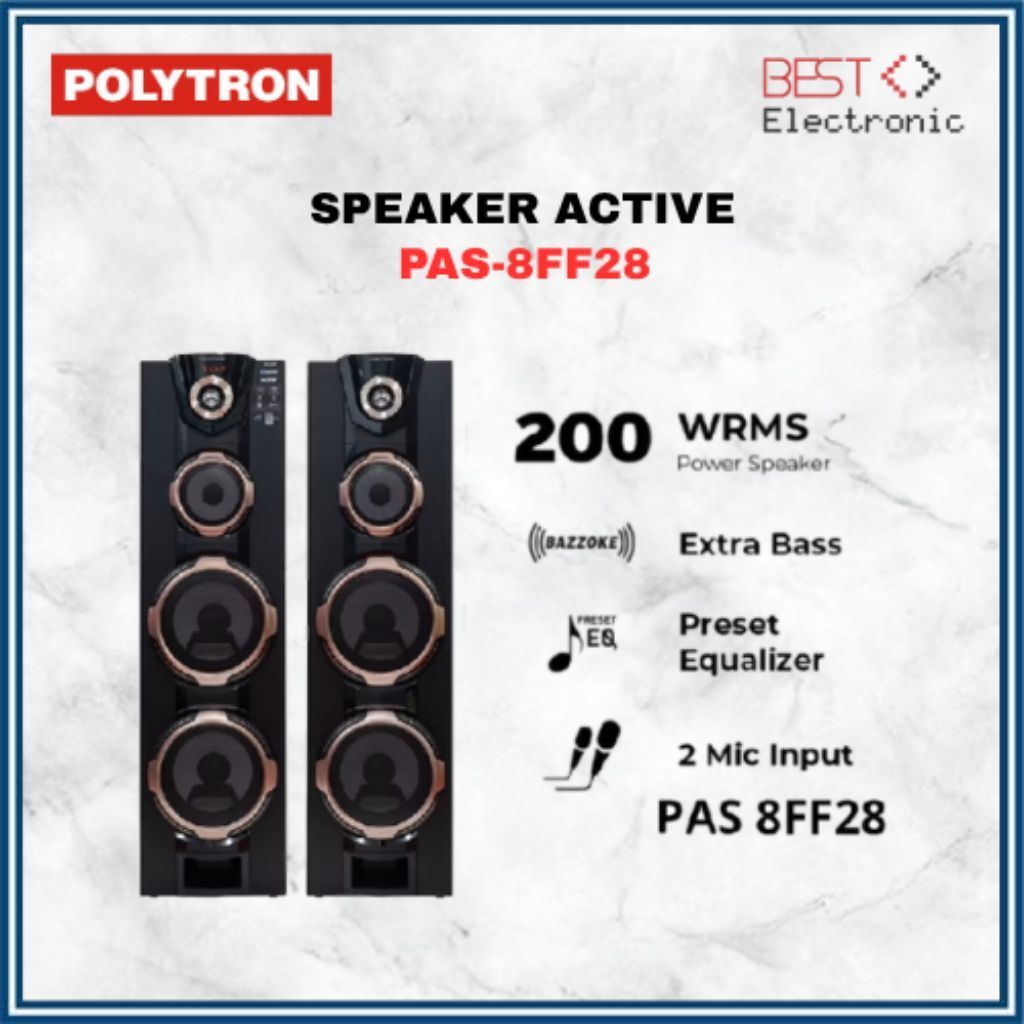 SPEAKER AKTIF POLYTRON PAS 8FF28 PAS8FF28 PAS-8FF28/R 8F28 BLUETOOTH