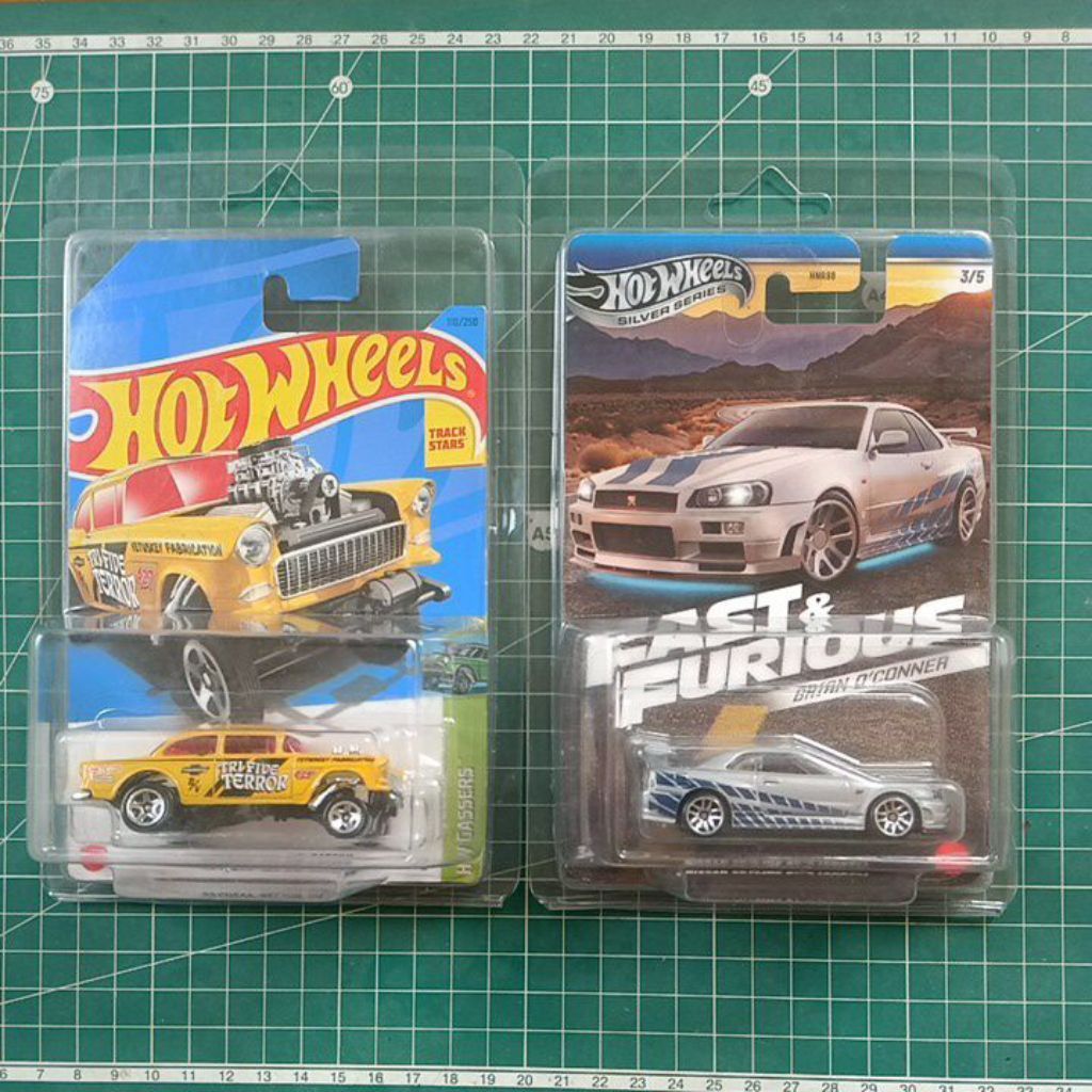 PROMO SALE 2 PCS HOT WHEELS HOTWHEELS CHEVY GASSER BEL AIR TRI FIVE TERROR KUNING 2023 + NISSAN SKYL