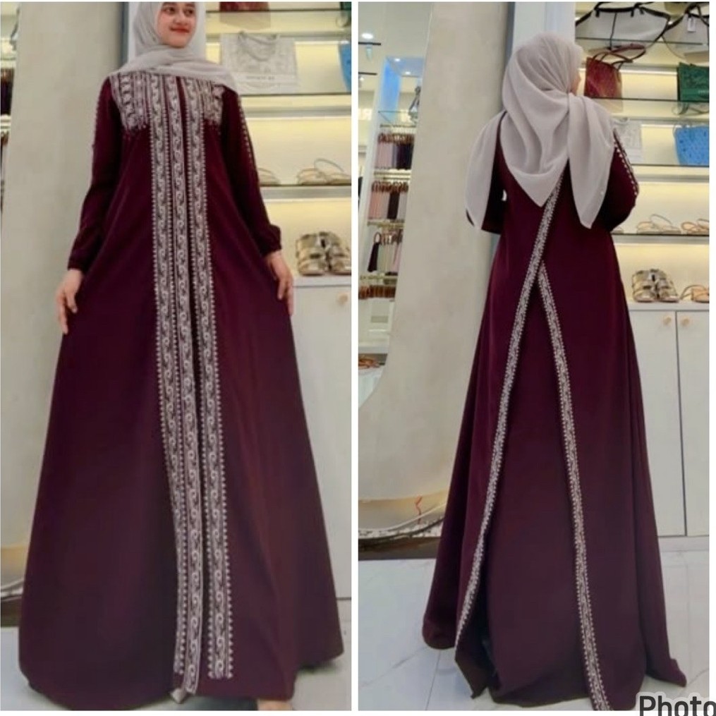GAMIS BORDIR PINTU ACEH RIA MEWAH KEKINIAN,dress wanita mewah terbaru