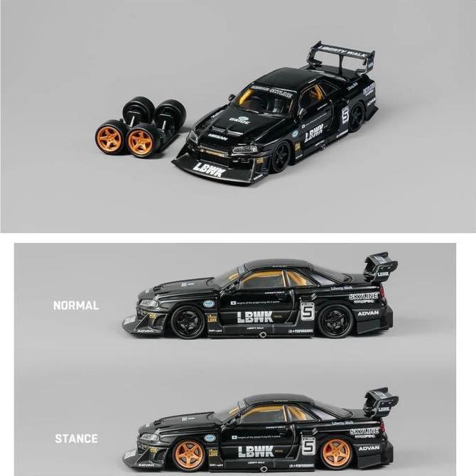CM64-ER34-11 - CM Model 1/64 Nissan LBWK ER34 Skyline R34 #5 Chrome Black Diecast