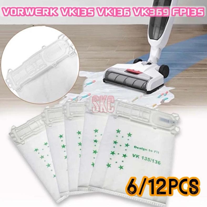 12PCS/SET Kantong Debu Untuk Vorwerk Vk135 Vk136 VK369 FP135 Vacuum Cleaner Dust Bag