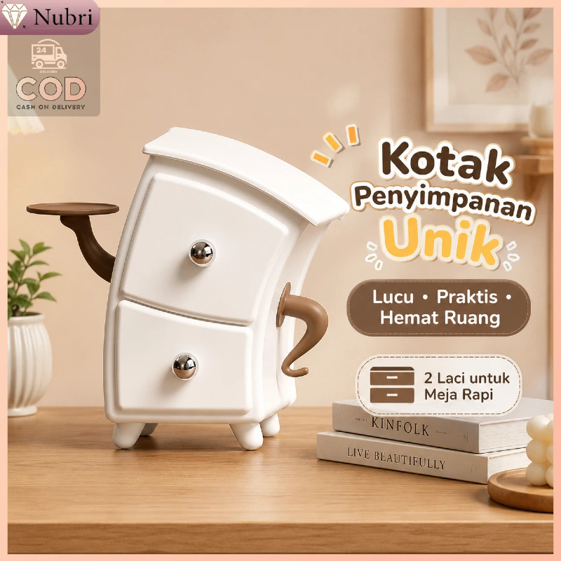 Nubri COD Kotak Penyimpanan Aneh Lucu | Laci Meja Plastik Susun | Tempat Barang Kecil Ruang Tamu