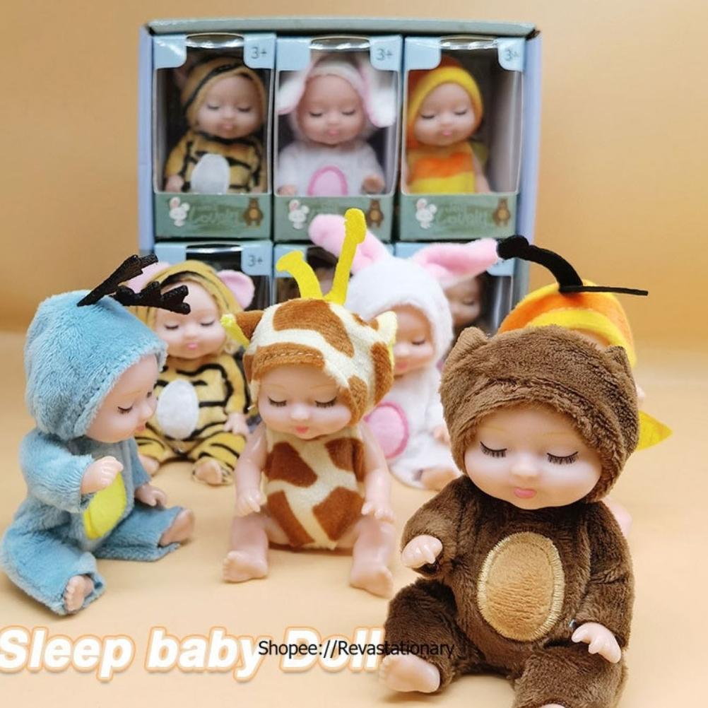100% aman mainan boneka bayi super mini reborn/ 11cm sleep baby doll boneka perempuan tidur mini sup