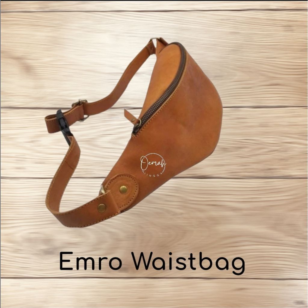 waist bag leather bag unisex - tas slempang kulit asli polos emro