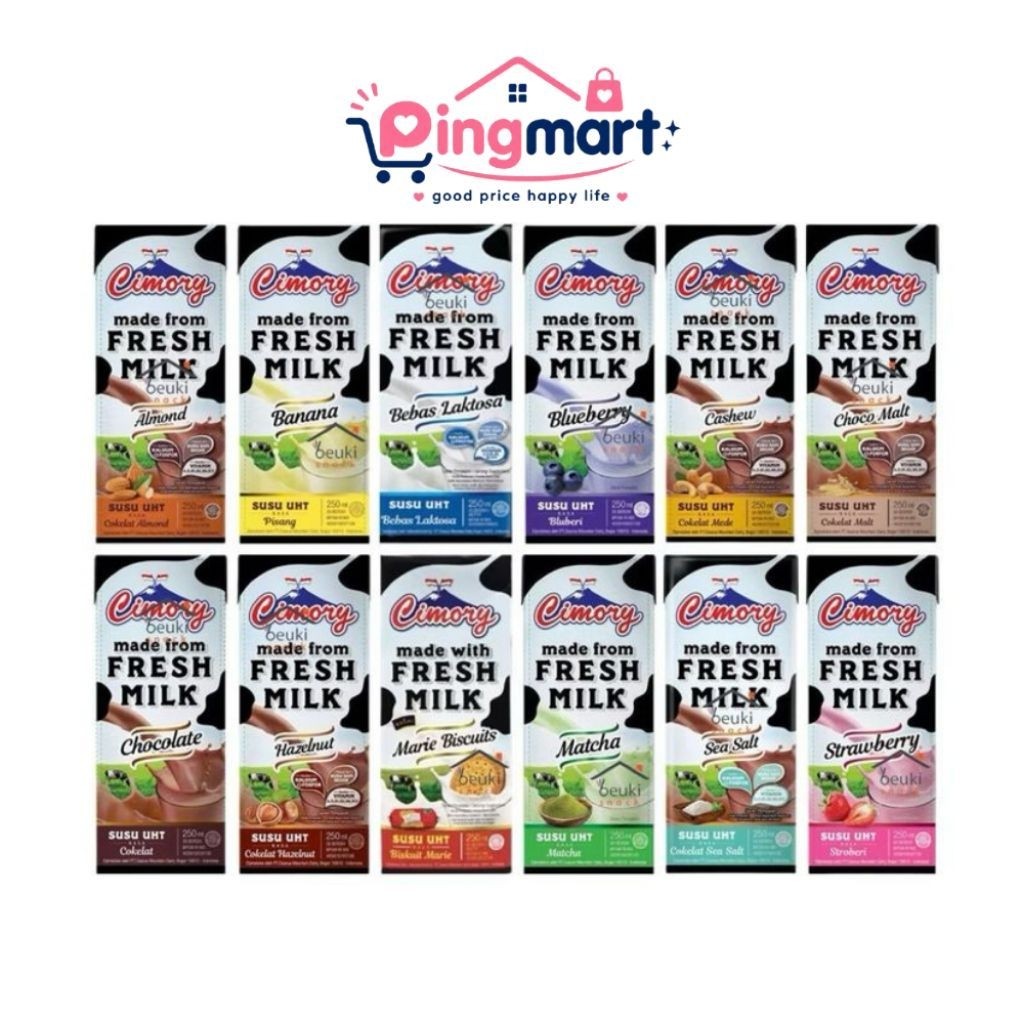 Susu UHT Cimory 250 ml - Rasa Almond, Choco Malt, Salted Caramel