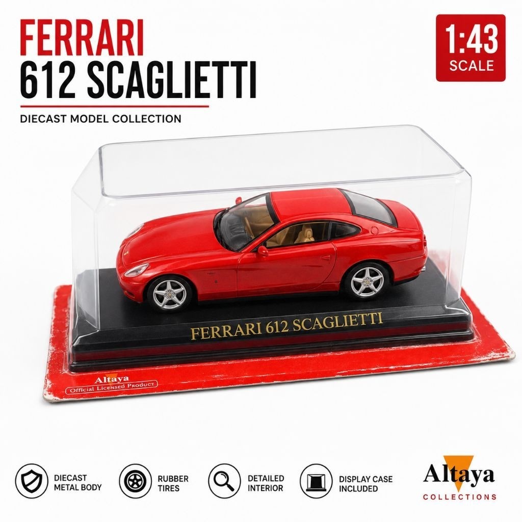Altaya 1:43 Ferrari 612 Scaglietti Red Diecast Miniatur Mobil Koleksi
