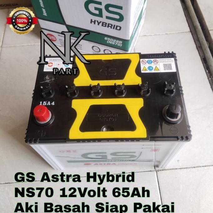 Aki Mobil GS Astra Hybrid NS70 65D26R 65Ah Accu Basah Siap Pakai