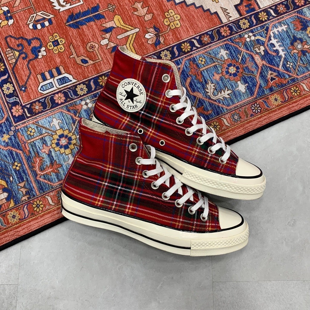 [Size 40] Converse Chuck Taylor All Star 70S High Plaid Red Black Second Original Kondisi Mulus Nomi