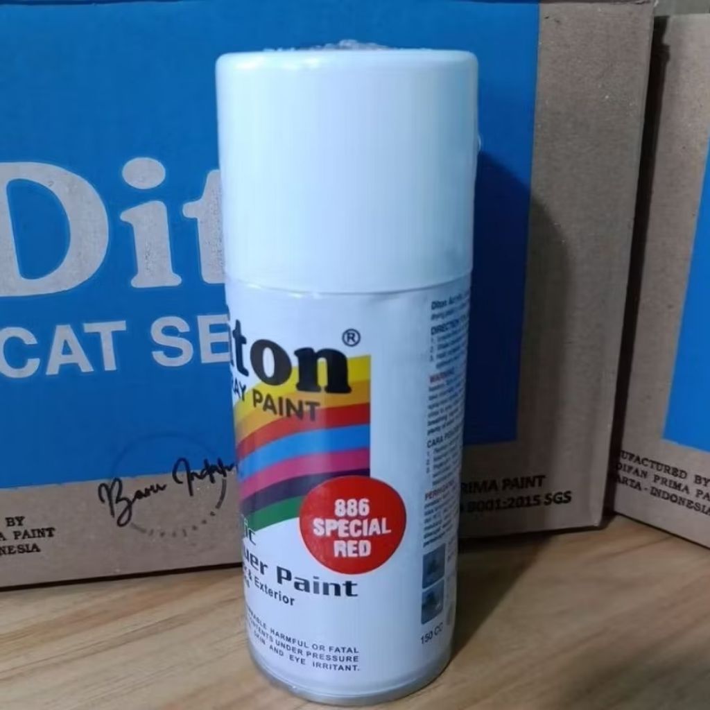 SOLID COLOURS DITON Spray Paint Acrylic Lacquer Paint Pilox Pilok Cat Semprot - 886 SPECIAL RED / ME